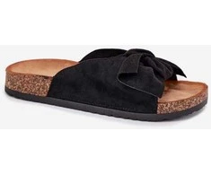 Šlepetės su juodu kaspinu ir kamštiniu padu Step in Style