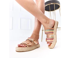 Šlepetės su platforma, margos nertos su sagtimis, vasarai Kasina