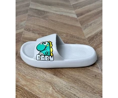 Šlepetės vaikiškos pilkos su dinozauro piešiniu Baby