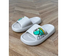 Šlepetės vaikiškos pilkos su dinozauro piešiniu Baby