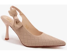 Smėlio spalvos aukštakulnės basutės su kaspinu Step in style