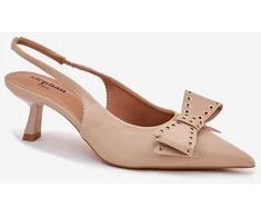 Smėlio spalvos aukštakulniai bateliai su kaspinu kasdienai Eleganti