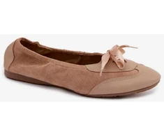 Smėlio spalvos balerinos su raišteliais Step in style