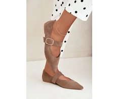 Smėlio spalvos balerinos su sagtimi Step in style