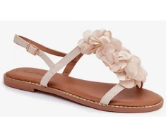 Smėlio spalvos basutės su gėlėmis Step in style