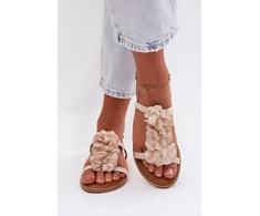 Smėlio spalvos basutės su gėlėmis Step in style