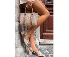 Smėlio spalvos basutės su kulnu Taffina