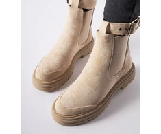 Smėlio spalvos batai su dekoratyviniu užsegimu