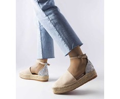 Smėlio spalvos espadrilės su blizgučiais Myasia
