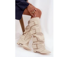 Smėlio spalvos ilgaauliai batai virš kelių Step in style