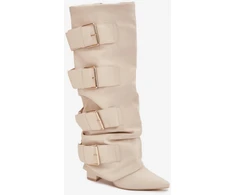 Smėlio spalvos ilgaauliai batai virš kelių Step in style