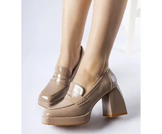 Smėlio spalvos lakuoti West stiletto bateliai