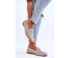 Smėlio spalvos mokasinai su ažūriniu raštu Step in style