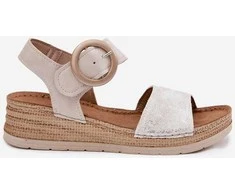 Smėlio spalvos moteriški sandalai su profiline odine vidpadė 36–41