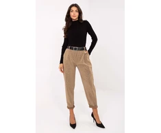 Smėlio spalvos moteriškos kelnės su raštu Look