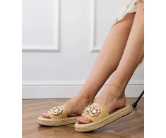 Smėlio spalvos moteriškos šlepetės espadrilės Luas