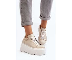 Smėlio spalvos sportbačiai su platforma Step in style