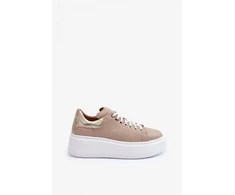 Smėlio spalvos sportiniai bateliai ant platformos Step in style