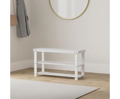 SMIBUY batų lentyna iš bambuko, 3 lygių, balta, 86 x 28.5 x 45.5 cm, SBSRW90
