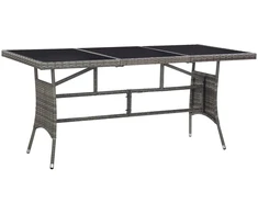 Sodo stalas, pilkos spalvos, 170x80x74cm, poliratanas