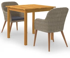 Lauko baldų komplektas Sodo valgomojo komplektas, 3 dalių, rudas