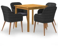 Lauko baldų komplektas Sodo valgomojo komplektas, 5 dalių, juodas