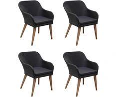 Lauko baldų komplektas Sodo valgomojo komplektas, 5 dalių, juodas (147876+2x44153)