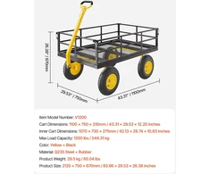 VEVOR Plieninė sodo vežimėlis 544kg 13cm ratai