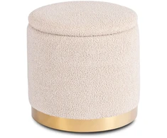 Sofa CARNOS SMĖLIO SPALVOS MINKŠTAS BUKLĖ PUFAS