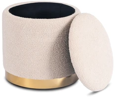 Mebel Elite Pufas CARNOS, buklė audinio, 40 × 40 × 40 cm, smėlio spalvos
