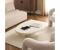Sofa EMILE kavos staliukas, 110 cm, baltas, modernus