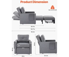 VEVOR Sofa-lova su reguliuojama atlošo padėtimi