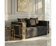 Sofa PALLAZO 2S Dwuosobowa Juodai/Złota