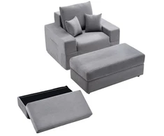 Sofa VEVOR Pilka šezlonginė kėdė su pagalvėmis