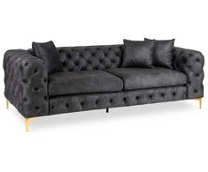 Morentas MORRENTO trivietė sofa, tamsiai pilka, aksominė, modernus žavesys