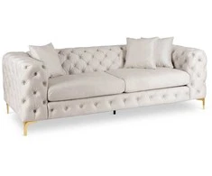 Morentas MORRENTO trivietė sofa, kreminės spalvos, aksominė, modernus žavesys