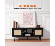 TV staliukas VEVOR Rataninė TV spintelė 140 cm