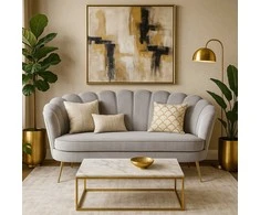 ZENDAYA dvivietė pilka „Shell Glamour“ sofa svetainei