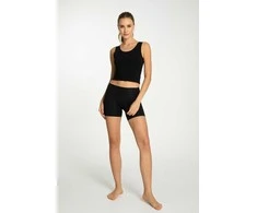 Šortukinės kelnaitės juodos moteriškos elastingos Shorty Cotton Mood