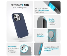 Speck Presidio2 Pro Magsafe - dėklas skirtas Apple iPhone 15 Pro Coastal Mėlyna / Dust Pilkas / Baltas