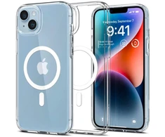 Spigen Ultra Hybrid Mag dėklas su MagSafe technologiją, skirtas iPhone 14 - skaidrus/baltas