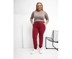 Sportinės kelnės moterims bordo spalvos plus size