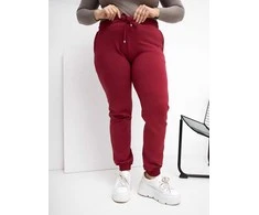Sportinės kelnės moterims bordo spalvos plus size