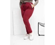 Sportinės kelnės moterims plus size bordo spalvos
