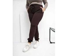 Sportinės kelnės moterims plus size tamsiai rudos spalvos