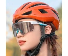 Sportiniai akiniai su fotochrominėmis lęšiais, balti ir mėlyni RockBros