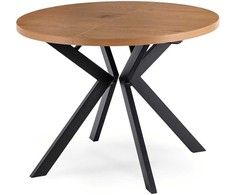 Mebel Elite Išskleidžiamas apvalus stalas, 100–250 cm, aukso ąžuolo ir juodos spalvos