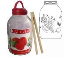 Stiklainis 5 L su plastikiniu dangteliu ir žnyplėmis