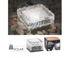 Stiklinė saulės lempa – kubas 7 × 7 × 5 cm, šaltai balta LED
