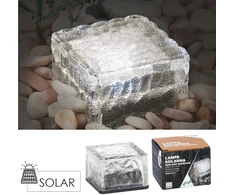 Stiklinė saulės lempa – kubas 7 × 7 × 5 cm, šaltai balta LED